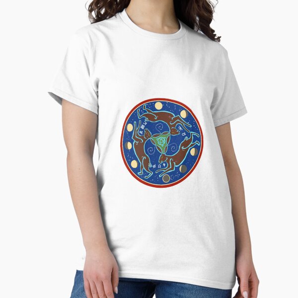 Hare Triskelion - Deep Blue Background Classic T-Shirt