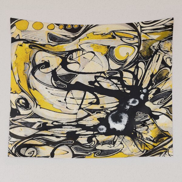 Aperçu de l'œuvre Noir et jaune (Composition abstraite) créée et vendue par inkymoods.
