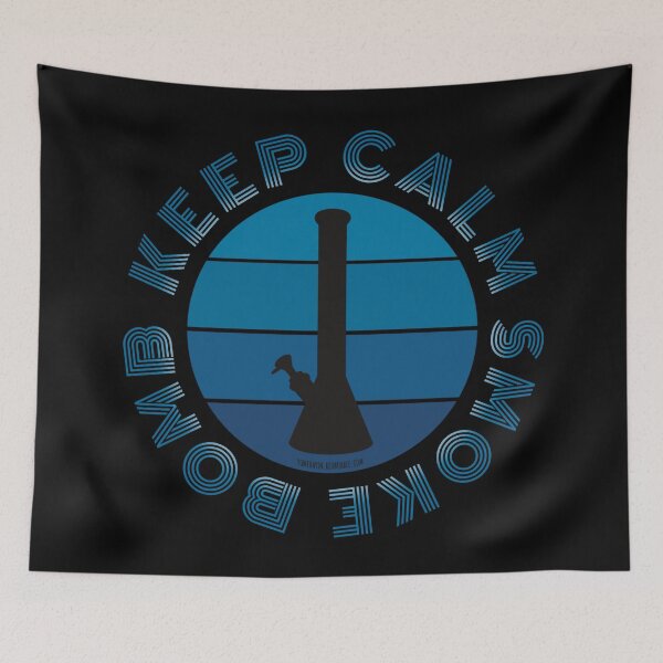 Item preview, Retro Vintage Sunset Blue Bong-Keep calm smoke bomb designed and sold by YomeHayin.
