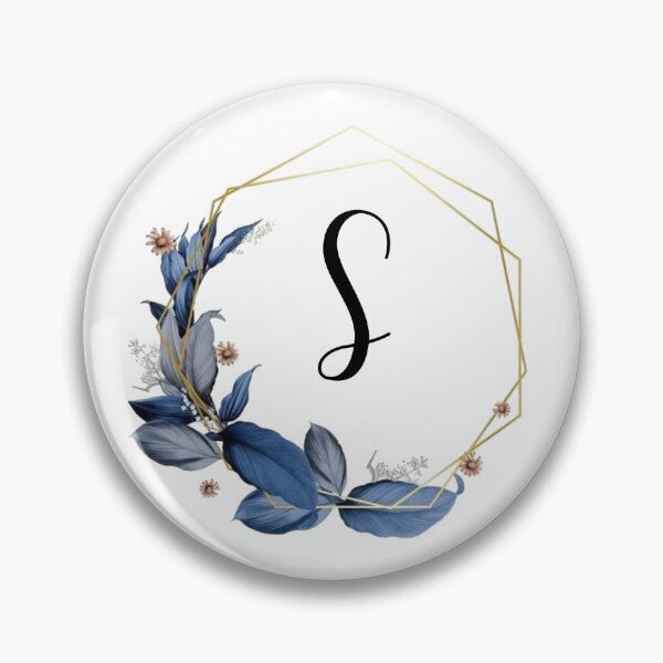 Item preview, Monogram Gold Frame with Blue Leaves | Monogram Letter S designed and sold by JustSeasons.