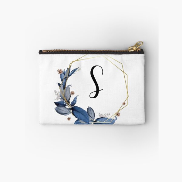 Item preview, Monogram Gold Frame with Blue Leaves | Monogram Letter S designed and sold by JustSeasons.
