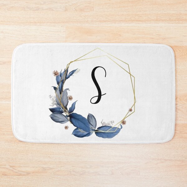 Item preview, Monogram Gold Frame with Blue Leaves | Monogram Letter S designed and sold by JustSeasons.