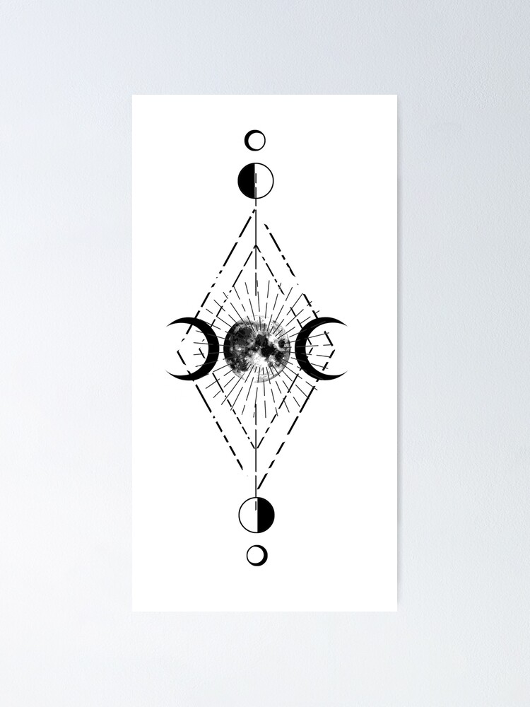 Triple moon magic and astronomy tattoo Royalty Free Vector