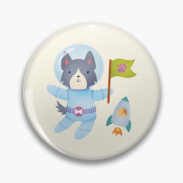Item preview, Border Collie Astronaut in Space - Cute Dog Illustration - Black designed and sold by squigglin.