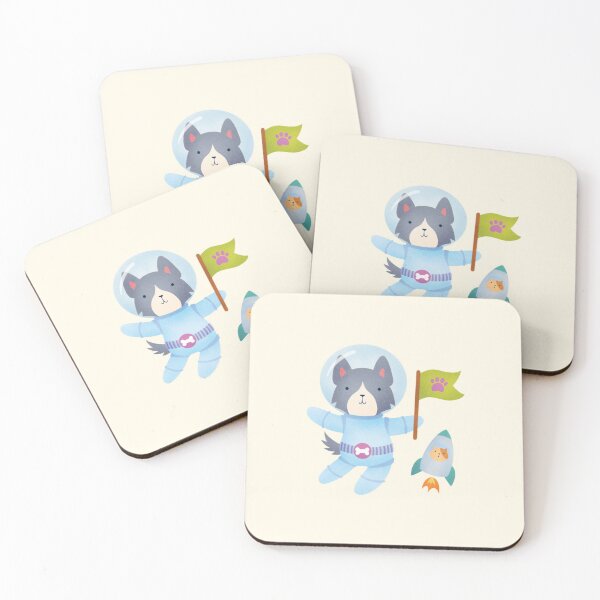 Item preview, Border Collie Astronaut in Space - Cute Dog Illustration - Black designed and sold by squigglin.