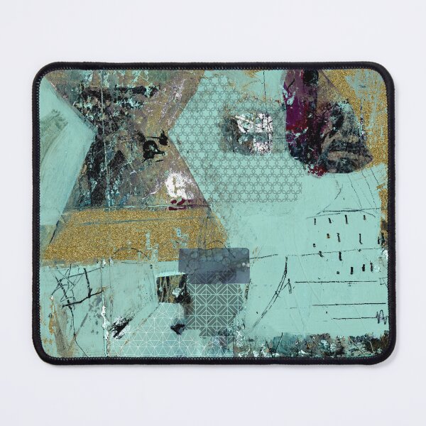 Item preview, Abstract Aqua and black painting with gold metallic style textures. designed and sold by Sue Zipkin.