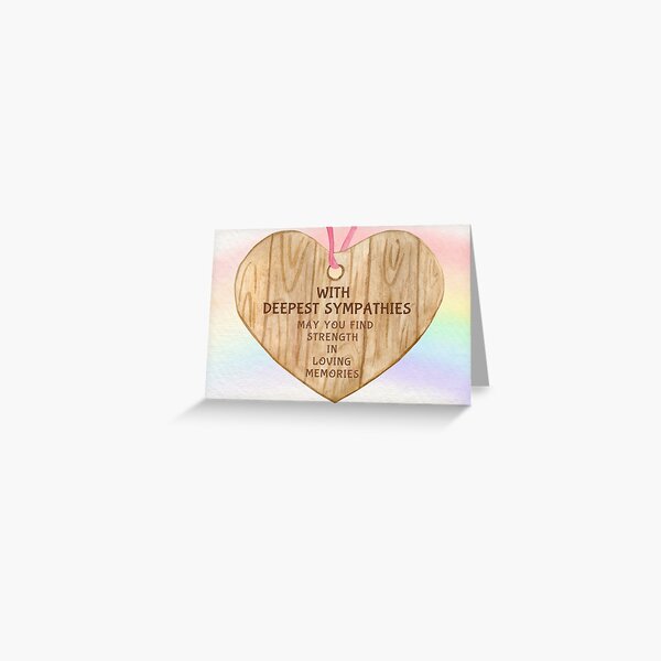 With Deepest Sympathy - Watercolour Wooden Heart And Rainbow Greeting Card