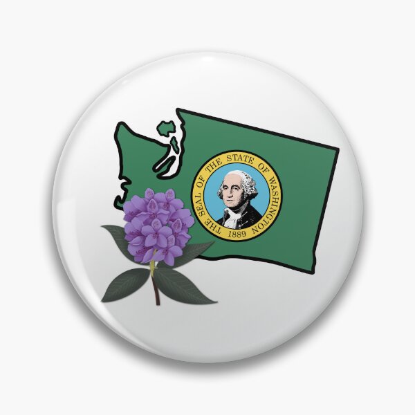 Item preview, State of Washington Flag with State Flower Pacific Rhododendron designed and sold by Gsallicat.