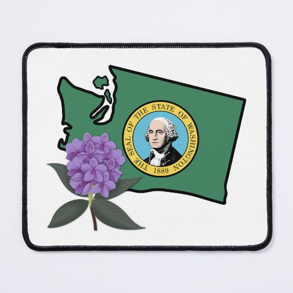 Item preview, State of Washington Flag with State Flower Pacific Rhododendron designed and sold by Gsallicat.
