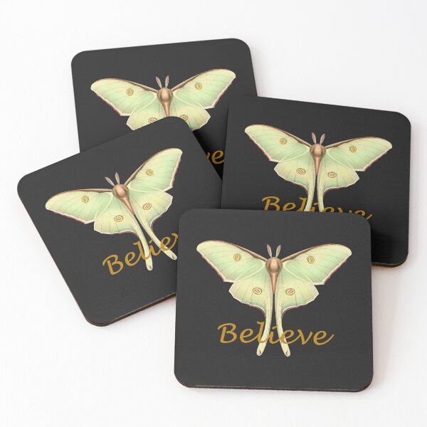 Item preview, Luminous Vintage Pale Green Luna Moth with Believe Text designed and sold by SeaChangeDesign.