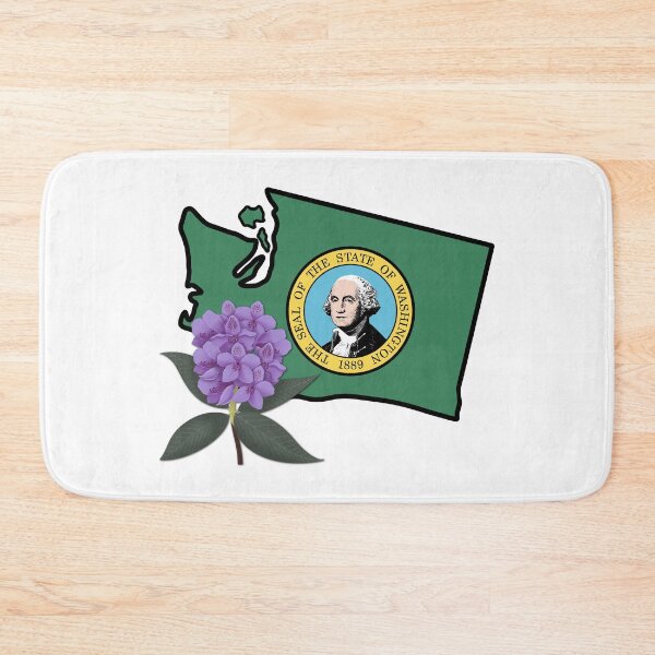 Item preview, State of Washington Flag with State Flower Pacific Rhododendron designed and sold by Gsallicat.