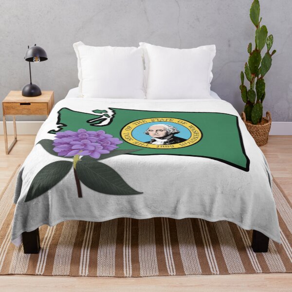 Item preview, State of Washington Flag with State Flower Pacific Rhododendron designed and sold by Gsallicat.