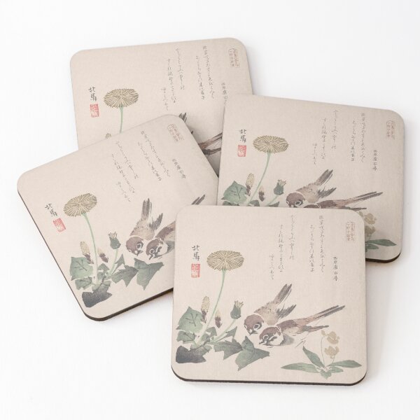 Item preview, Sparrows and Dandelions - Hokuba Vintage Japanese Art Restored designed and sold by molamode.