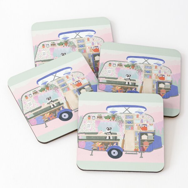 Item preview, Cosy vintage caravan interior with miniature schnauzer  designed and sold by NattyDesigns.