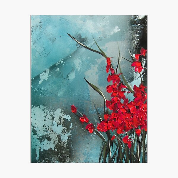 Turquoise and Red Flowers Photographic Print