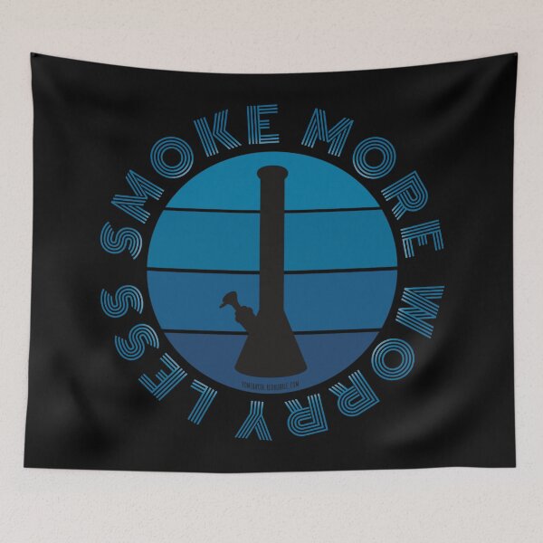 Item preview, Retro Vintage Sunset Blue Bong-Smoke more worry less designed and sold by YomeHayin.