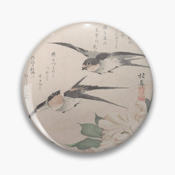 Item preview, Swallows and Peonies - Hokuba Vintage Japanese Art Restored designed and sold by molamode.