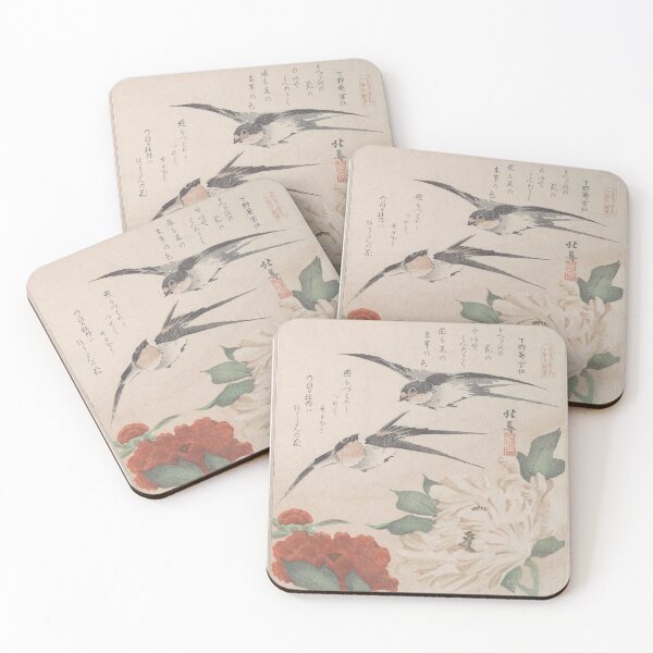 Item preview, Swallows and Peonies - Hokuba Vintage Japanese Art Restored designed and sold by molamode.