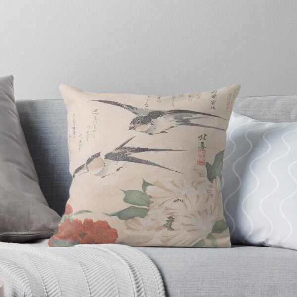 Item preview, Swallows and Peonies - Hokuba Vintage Japanese Art Restored designed and sold by molamode.