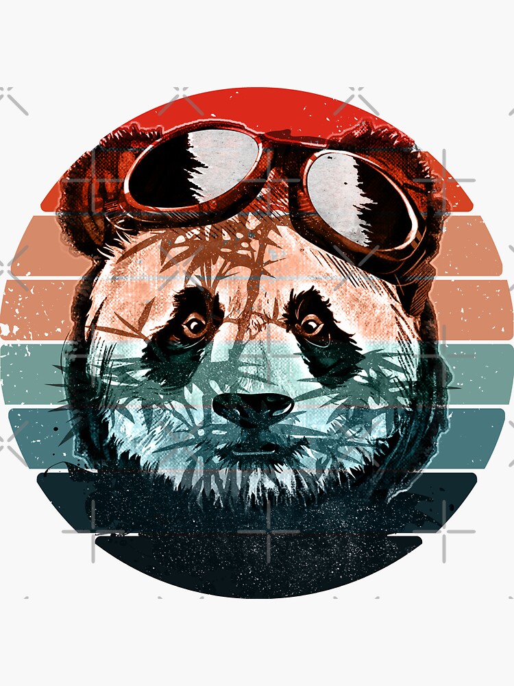 Realistic Panda Bear with glasses suset design Sticker for Sale by  Chaos-Touch
