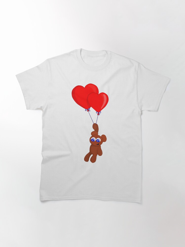 Classic T-Shirt, A Teddy Bear Holding Heart Shaped Balloons designed and sold by diegovcarvalho