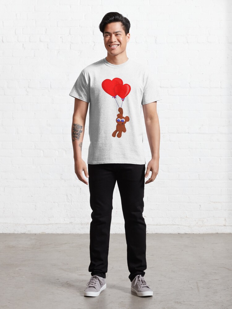 Thumbnail 3 of 7, Classic T-Shirt, A Teddy Bear Holding Heart Shaped Balloons designed and sold by diegovcarvalho.