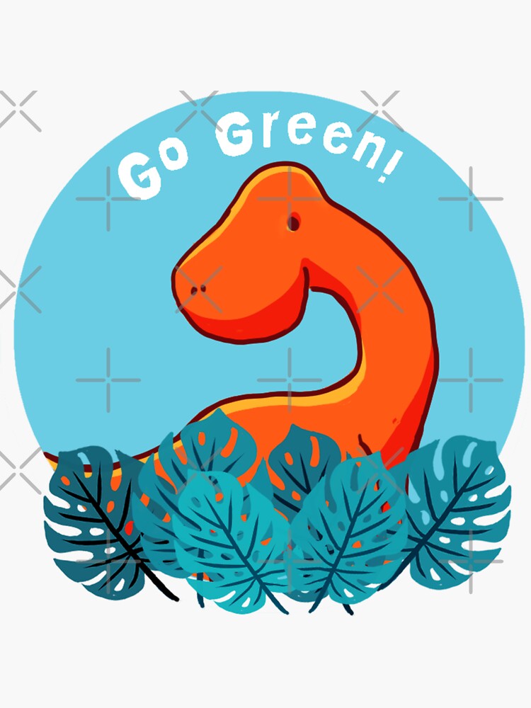 &ldquo;Bruno the Brontosaurus - Go Green!&rdquo; Sticker by BOLD-Stickers | Redbubble