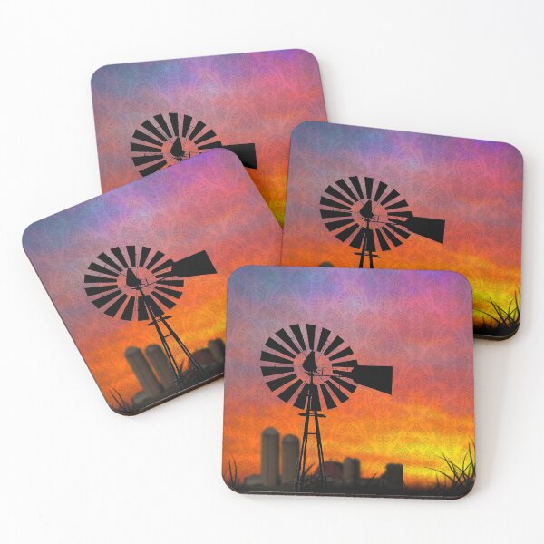Item preview, Windmill Sunset Modern Country Art -Western Farm - Windmill  designed and sold by CattlettArt.