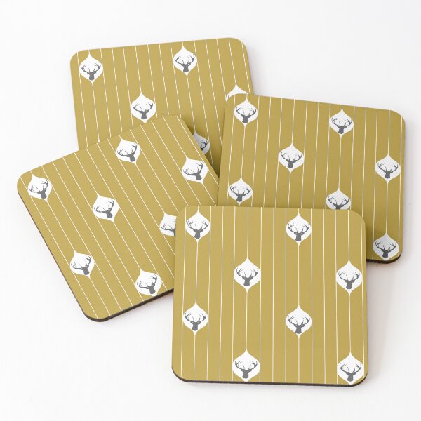 Item preview, Mustard Yellow Deer Head Repeating Pattern designed and sold by CJAura by Claire Jane Johnson.