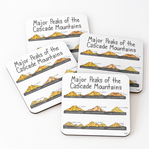 Item preview, Major Peaks of Cascade Mountains -Elevation and Coordinates designed and sold by Fernheart Designs.