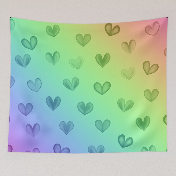 Item preview, Rainbow Of Hearts, Watercolor, Colorful Art Print designed and sold by GirlsandGlitter.