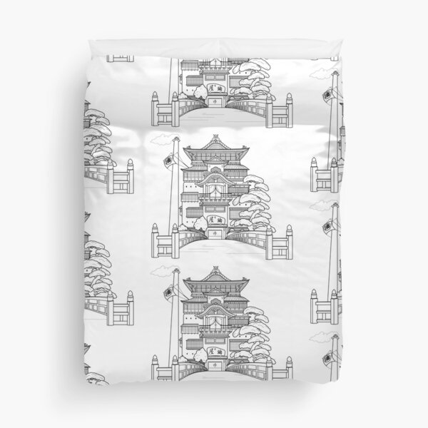 Spirited Away Bathhouse mais un simple dessin au trait Housse de couette