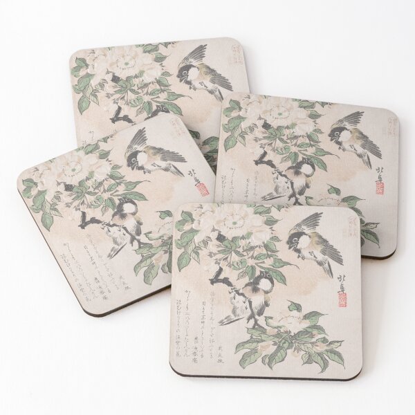 Item preview, Marsh Tital and Crab Apple Flowers - Hokuba Vintage Japanese Art Restored designed and sold by molamode.