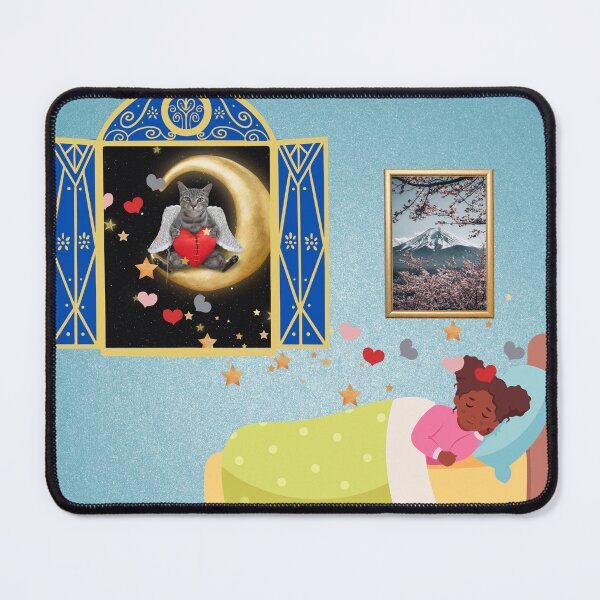 Item preview, Cat Angel Bears Heartbreak Afro Girl Moon Night Sky designed and sold by Kamira Gayle.
