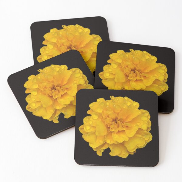 Item preview, Yellow Marigold with Raindrops. designed and sold by TinaDonovanArt.