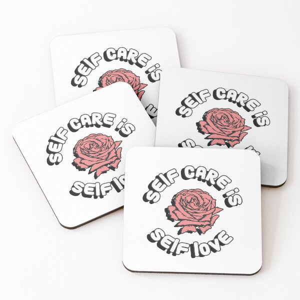Item preview, "Self Care Is Self Love" text With A Pink Rose In The Middle Design designed and sold by Jrodi.