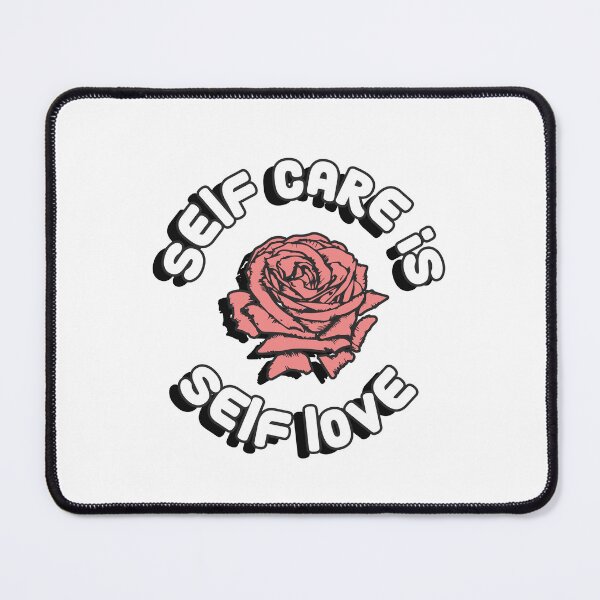 Item preview, "Self Care Is Self Love" text With A Pink Rose In The Middle Design designed and sold by Jrodi.