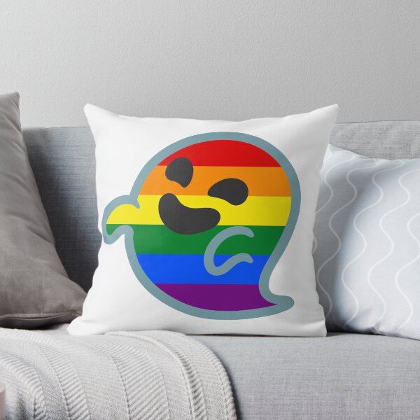 Gay Pride Android Ghost Emoji Throw Pillow