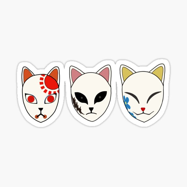 "Demon Slayer Cat Masks Tomioka Giyuu " Sticker by Katpeacock Redbubble