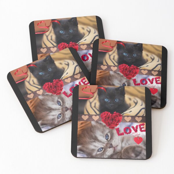 Item preview, Adorable Kittens With Hearts & Roses Design designed and sold by EarthArtDesigns.