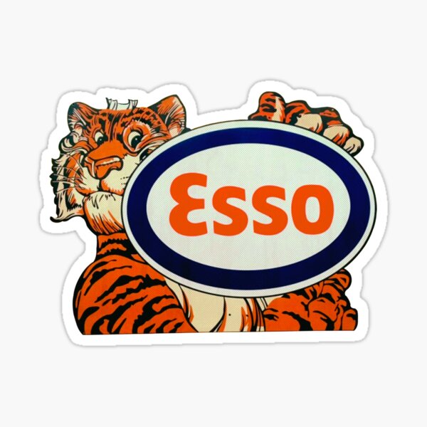Vintage Tiger Oil Esso Gas Essence Demi-teinte Sticker