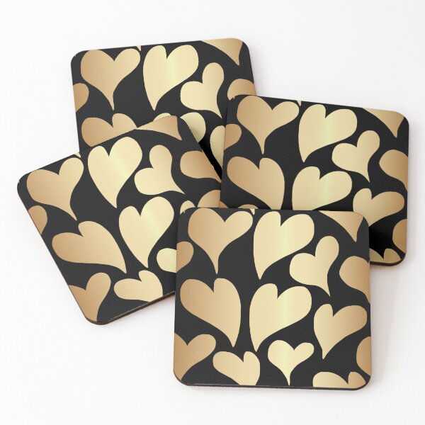 Item preview, Gold Heart Seamless Pattern Design on Black Background designed and sold by Angela Cini.