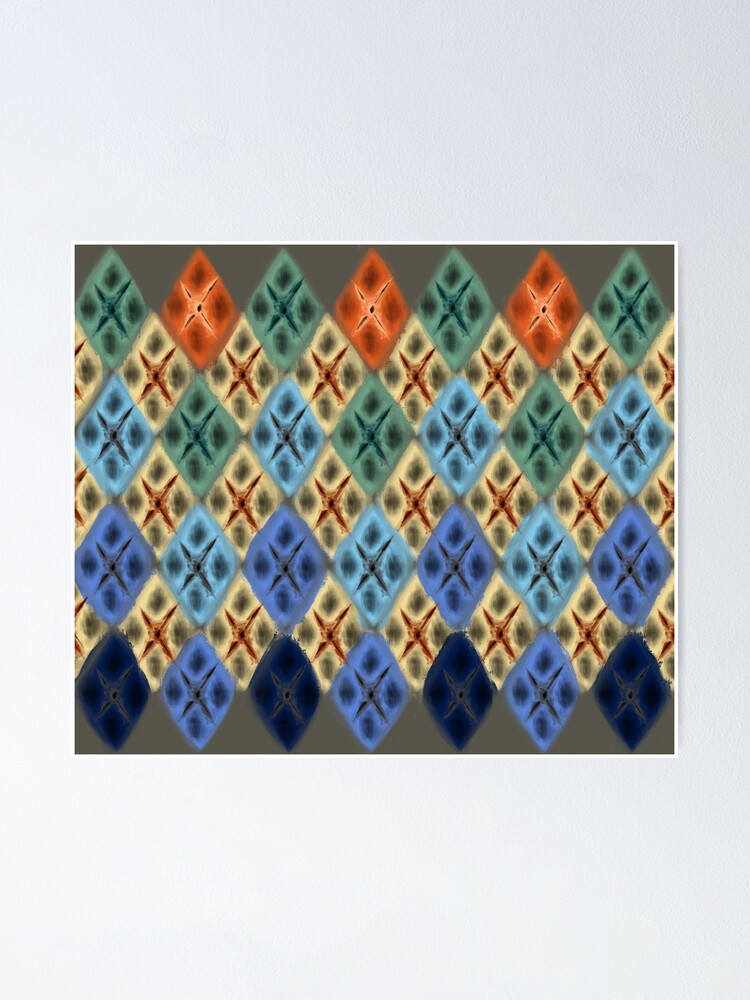 Thumbnail 1 of 3, Poster, Argyle Dragon Scale: Fall Colors designed and sold by BlazeraptorGirl.
