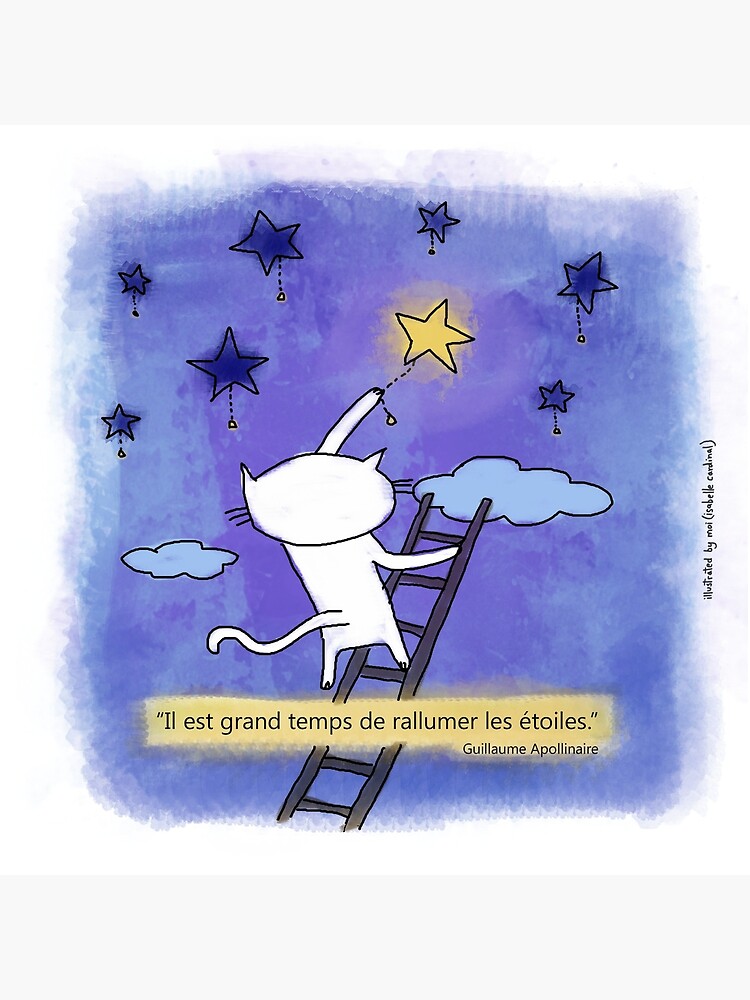 Il Est Grand Temps De Rallumer Les Etoiles Cat French Doodle Greeting Card By Eyecreate Redbubble