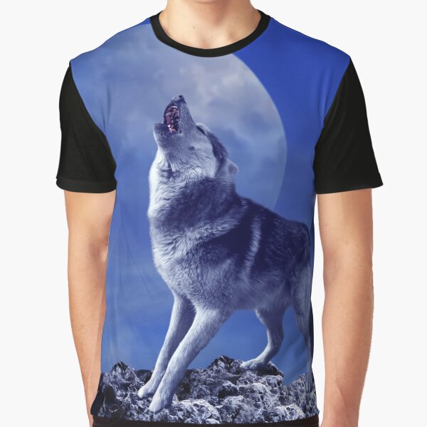 Wild Wolf Mens PRINTED T-SHIRT Animal Howl Howling Moon Landscape Outdoors 