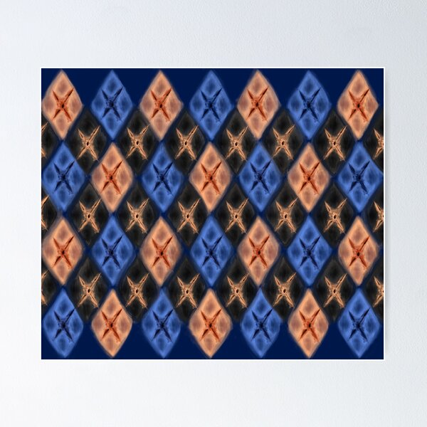 Argyle Dragon Scale: Black Koi Pattern Poster