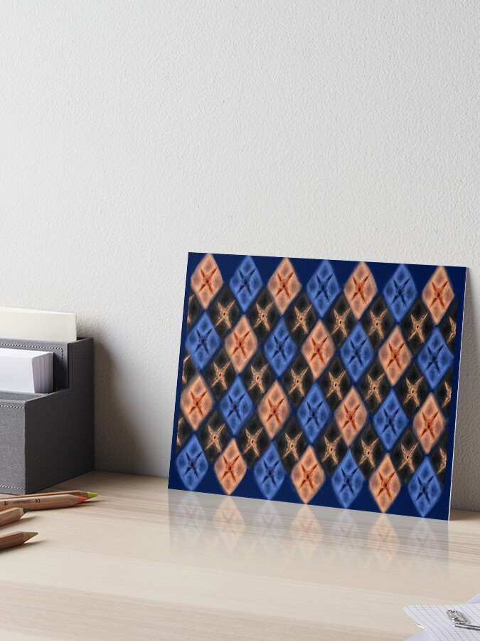 Thumbnail 1 of 2, Art Board Print, Argyle Dragon Scale: Black Koi Pattern designed and sold by BlazeraptorGirl.