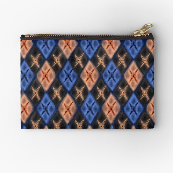Argyle Dragon Scale: Black Koi Pattern Zipper Pouch
