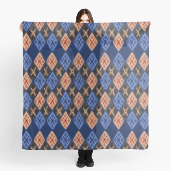 Argyle Dragon Scale: Black Koi Pattern Scarf