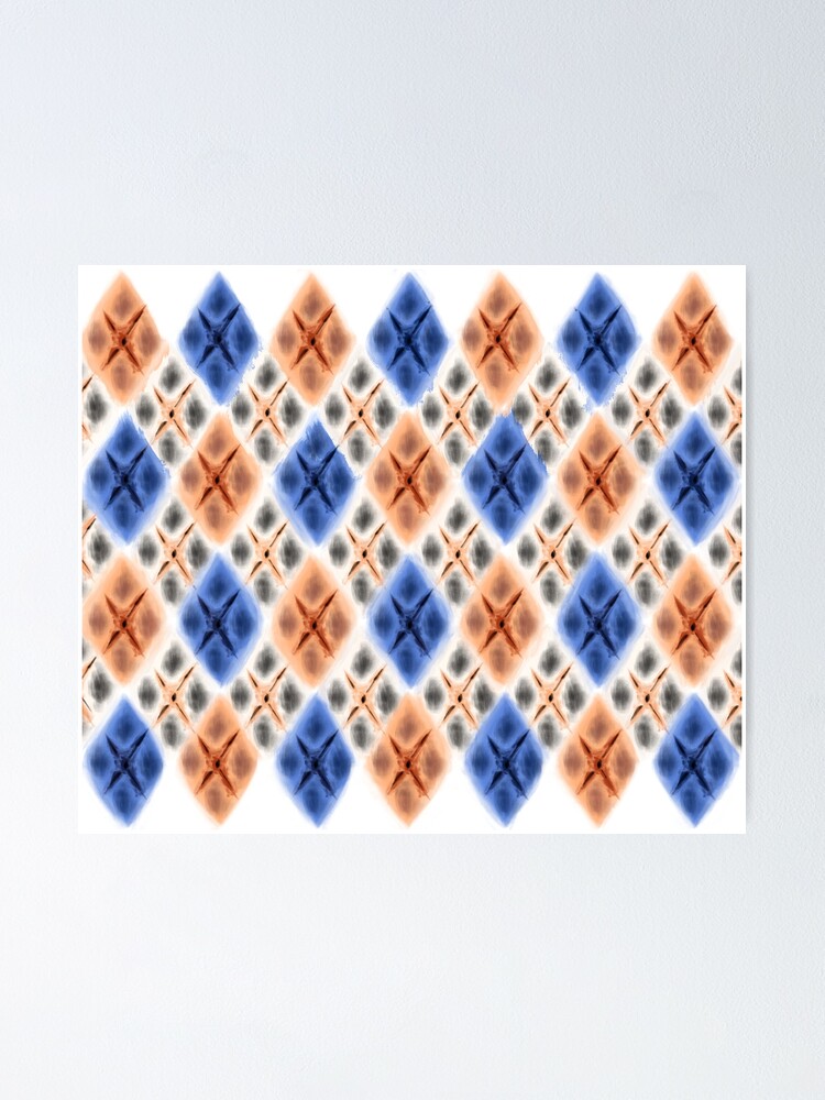 Thumbnail 1 of 3, Poster, Argyle Dragon Scale: White Koi Pattern designed and sold by BlazeraptorGirl.